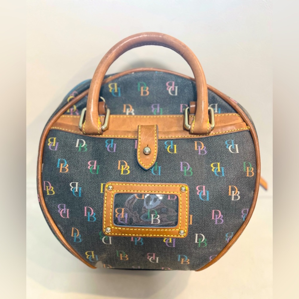 Dooney & Bourke Round Bag Handles Y2K Logo Rainbow Letter Zip Small Vintage